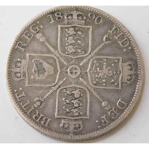 223 - Antique Victorian - 1890 dated/Double Florin coin