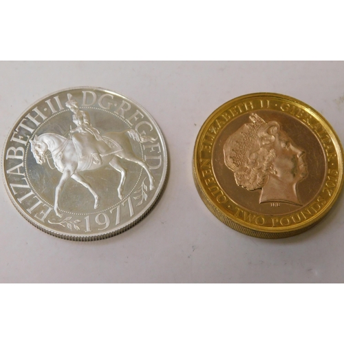 224A - Elizabeth II/1977 silver proof Jubilee - & 2015 Winston Churchill £2 coin