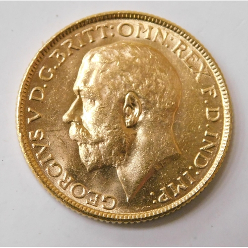 229 - George V era - 1918 dated/Indian 22ct gold - Full Sovereign coin