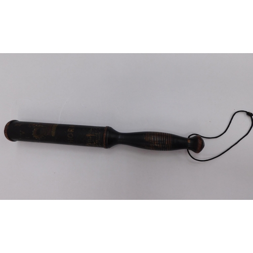 23 - Antique Victorian - Police truncheon/marked V.R. Thornton