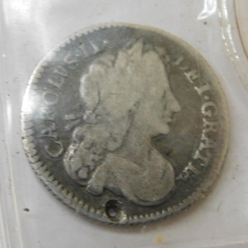 235 - Antique/Charles II - 1678 dated/Silver Sixpence coin