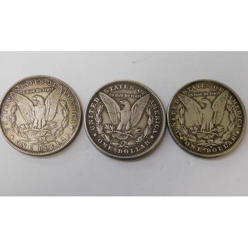 236 - Three - antique American/silver Dollars - dated 1889/1890 & 1891 - (combined weight 80.34g)