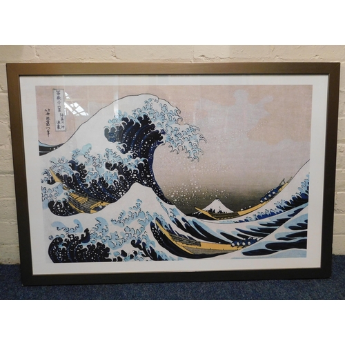 24 - The Great Wave of Kanagawa/by Katsushika Hokusai - large Japanese print/framed - approx. 38