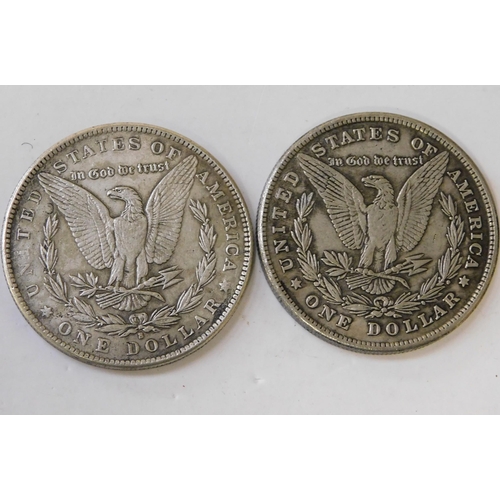 244 - Two - antique American/silver Dollars - dated 1921 (combined weight 53.76g)