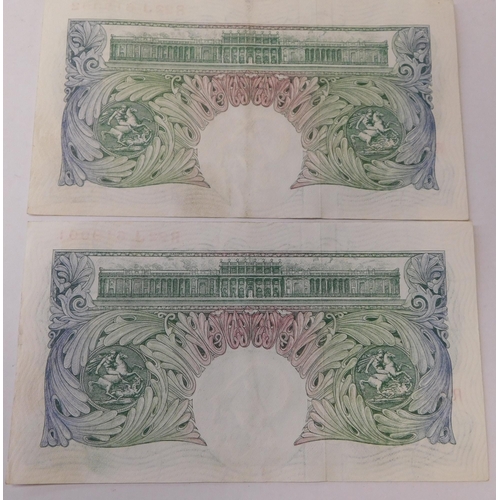 245 - Two - O'Brien/One Pound notes - consecutive dates/1955