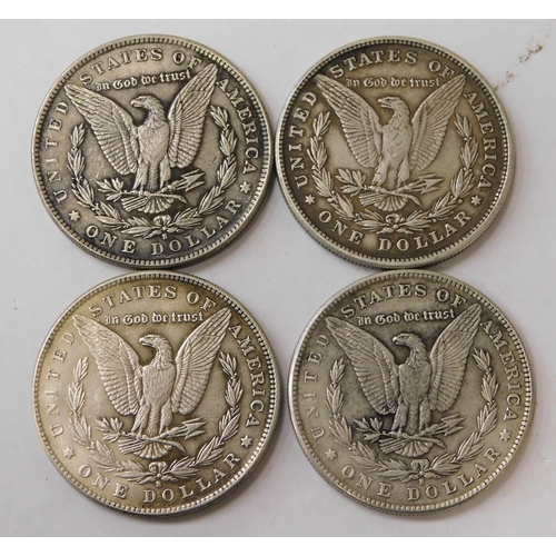 270 - Four - antique American/silver Dollars - dated 1880/1881/1882 & 1883 - (combined weight 106.81g)