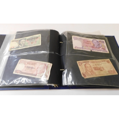 279 - Album containing - all world/antique & vintage - bank notes & related ephemera