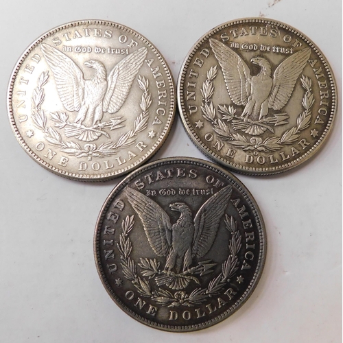 290 - Three - antique American/silver Dollars - dated 1896/1897 & 1898 - (combined weight 80.01g)