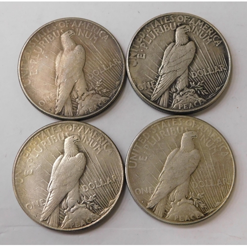 310 - Four - antique American/silver Dollars - dated 1922/1923/1924 & 1925 - (combined weight 106.65g)