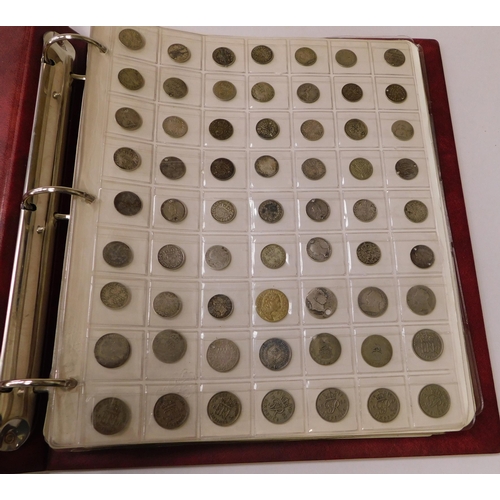 321 - GB coin album - containing approximately 250 - antique silver & copper coins/medals & tokens - inclu... 