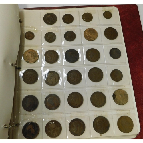 321 - GB coin album - containing approximately 250 - antique silver & copper coins/medals & tokens - inclu... 