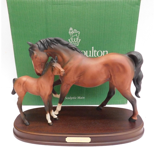 48 - Royal Doulton/Spirit of Affection - horse & foal figural group/on plinth - no damage & boxed