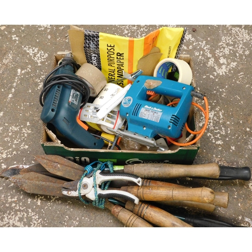 506 - Selection of tools incl. electric jigsaw and drill