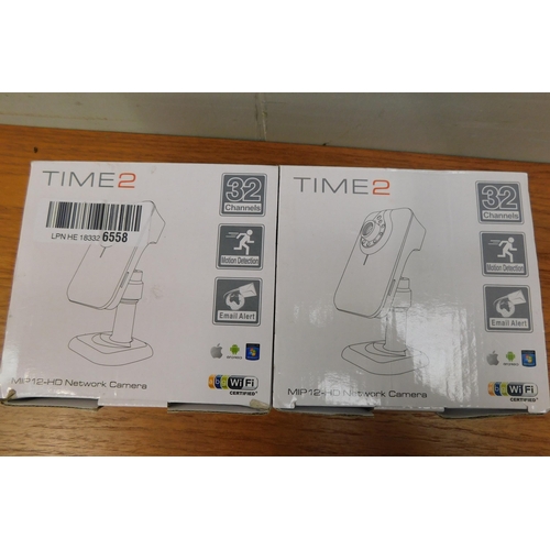 531 - 2x Time Two MIP12-HD network cameras - boxed, one with no plug