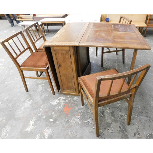 583 - Oak drop leaf table and four chairs - as seen