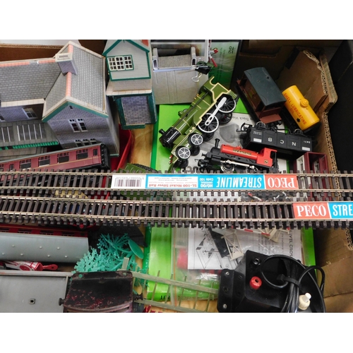 688 - Collection of OO-gauge train accessories incl. engine, rolling stock, transformers etc.