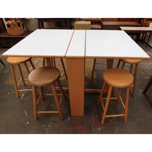 818 - Slimline drop leaf table and six stools