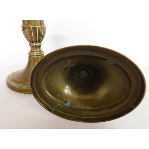 97 - Antique/Georgian style - oval based/brass candlesticks