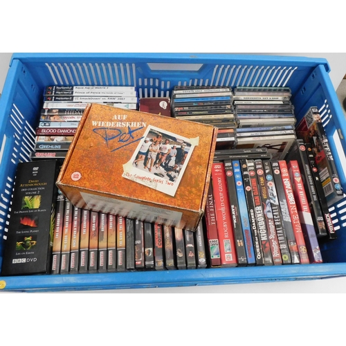 711 - Mixed box of DVDs and CDs, PS2 games etc...