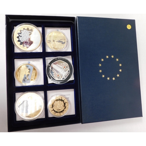 103 - Windsor Mint - six coin set & certs/boxed - including oversized Kew Gardens/Fifty Pence coin