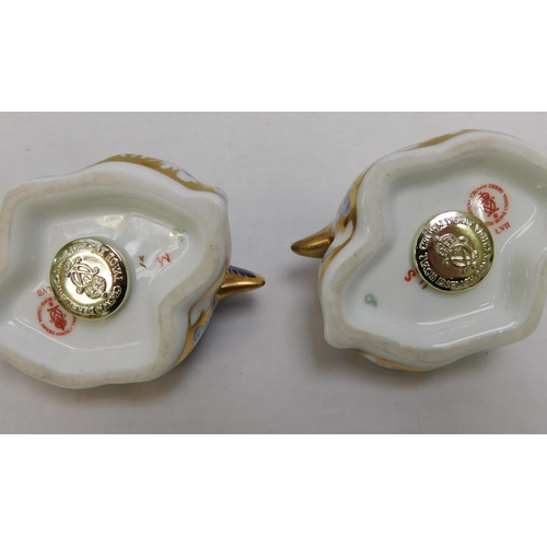 109 - Royal Crown Derby - lamb paperweights/with gold stoppers - approx. 3