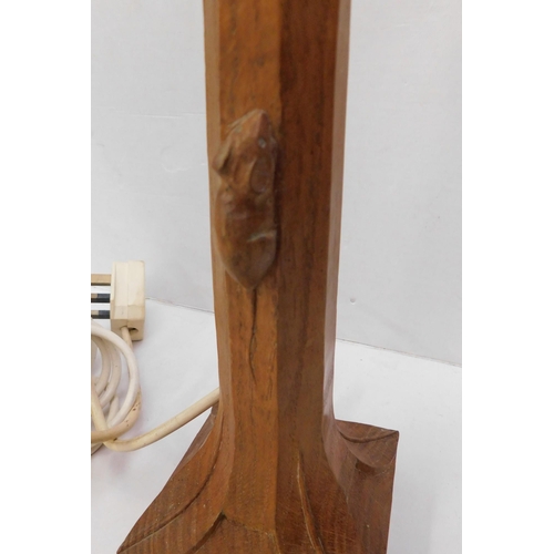 17 - Robert Thompson/Mouseman - Oak carved lamp base