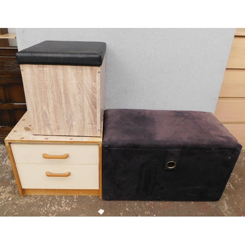 539A - Bedside cabinet and two storage pouffes