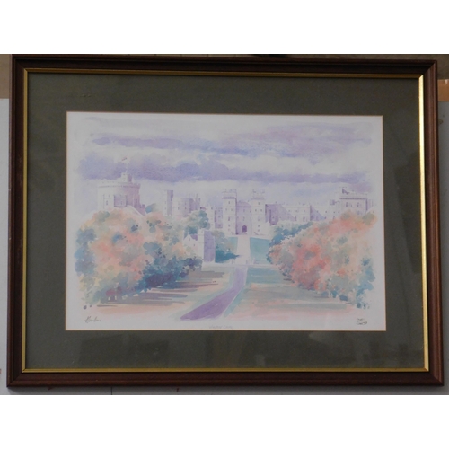 595A - Two limited edition framed prints by Alan Rowe - Windsor Castle and Richmond