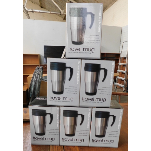 604 - Six new and boxed travel mugs - 14FL oz capacity