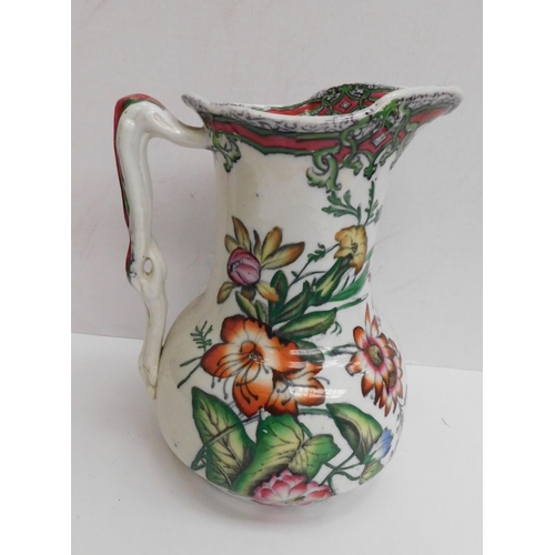 66 - Ceramic - floral decorated/jug