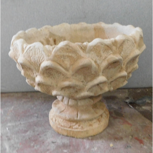 821 - Large stoneware planter on base approx. 16