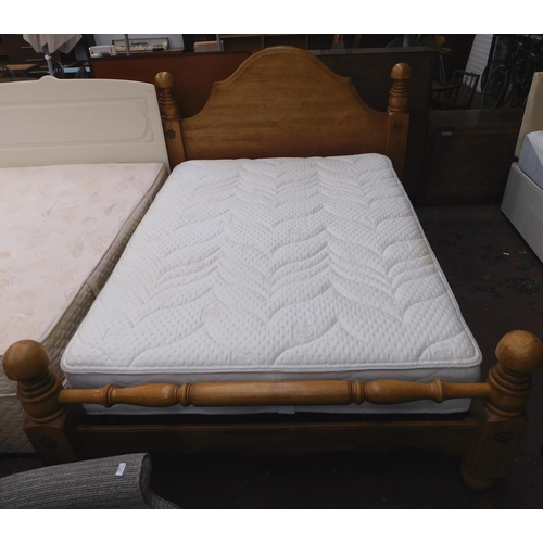 833 - Double pine framed bed with mattress