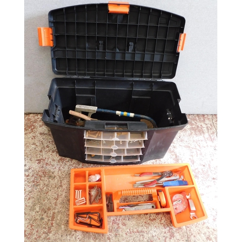 842 - Large tool box - drop front compartments and contents