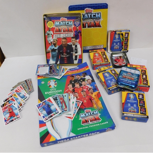 92 - Euro/Match Attax 2024 cards - including all specialist & chrome cards & activity tin - as new