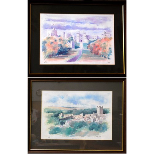 595A - Two limited edition framed prints by Alan Rowe - Windsor Castle and Richmond