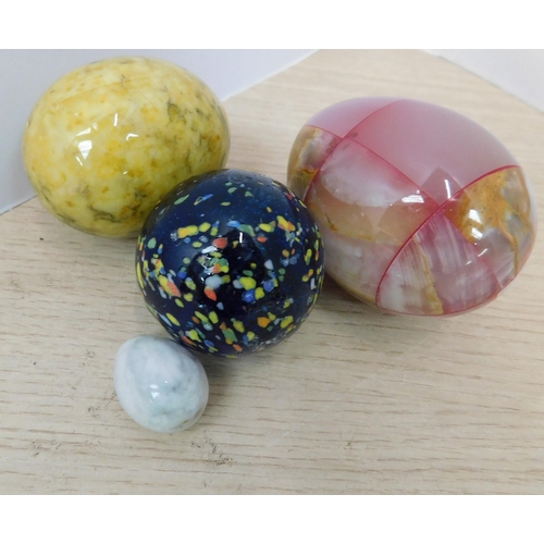 15 - Semi precious stone & glass eggs