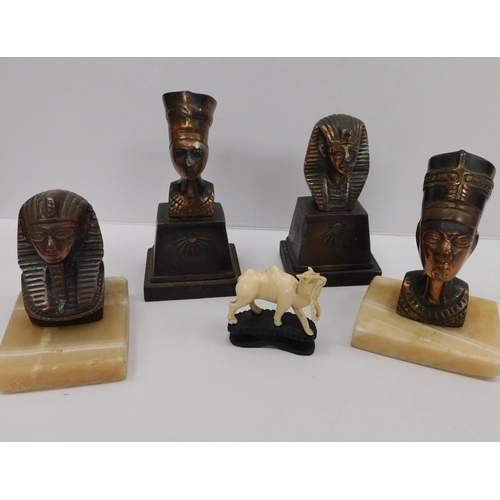 18 - Egyptian - King Tut & Queen Nifertiti/busts - & camel