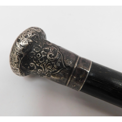 22 - Antique/silver topped - walking stick