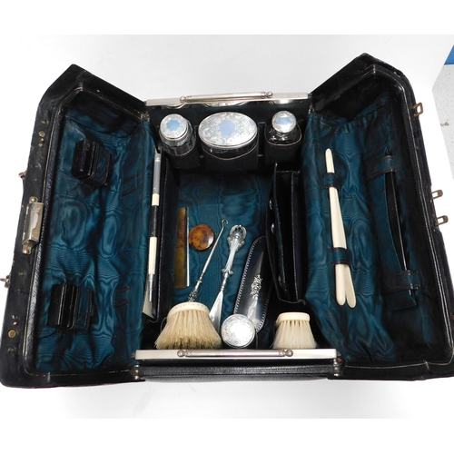 280 - Antique - vanity case with sterling silver contents