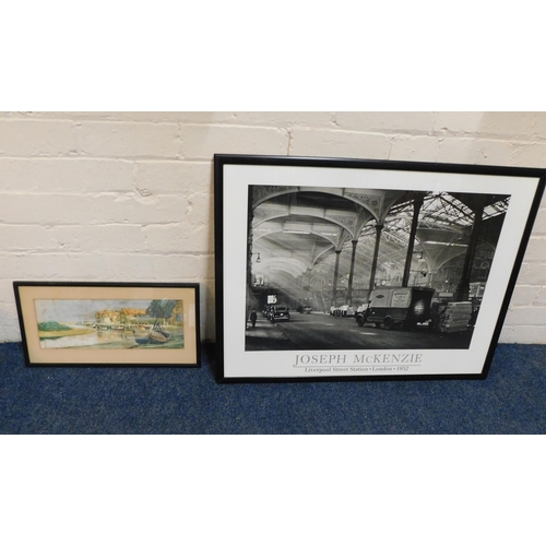 31 - Joseph McKenzie/Liverpool Street Station print - & 1962 Habour scene print by Acanthus