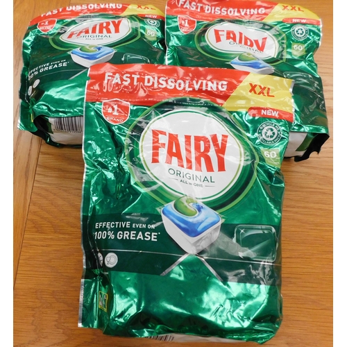 521 - Three large XXL packs of Fairy Original dishwasher tablets