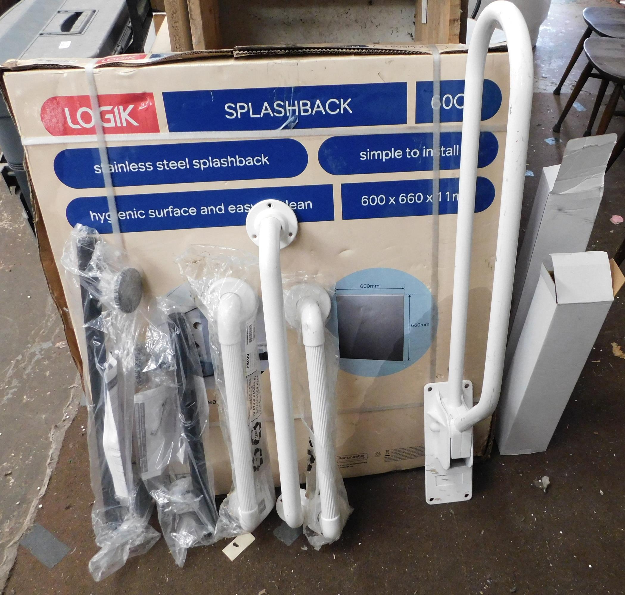 Collection of shower rails incl. Logik splash screen