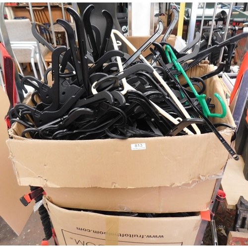 813 - Four boxes of coat and trouser hangers - GREEN SALE - Spend £1 -Avoid the ground - NO COMMISSION TO ... 