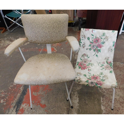 815 - Two mid century metal framed chairs - GREEN SALE - Spend £1 -Avoid the ground - NO COMMISSION TO PAY