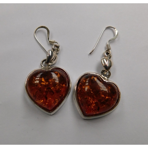 117 - Silver - amber set/earrings