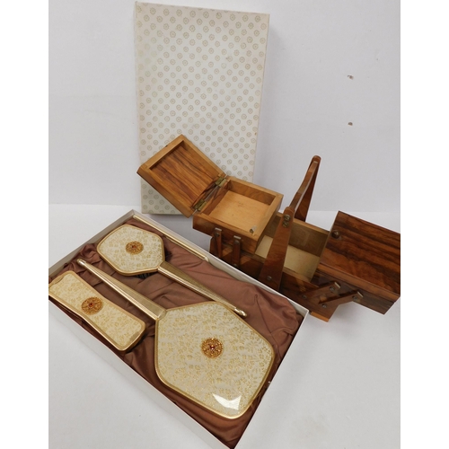 181 - Dressing table set - & cantilever sewing box