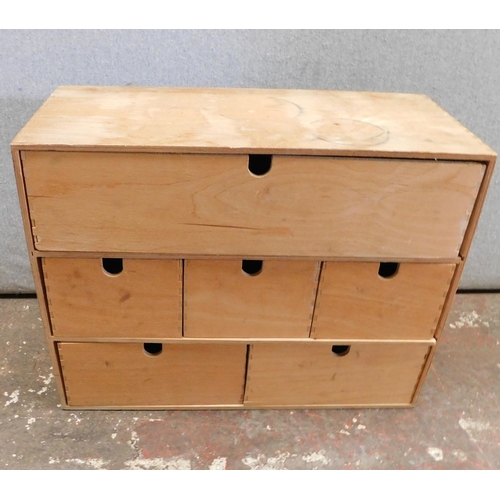 525 - Wooden six drawer storage unit