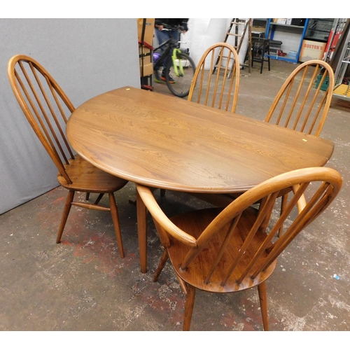 652 - Ercol mid-century dining table and four chairs