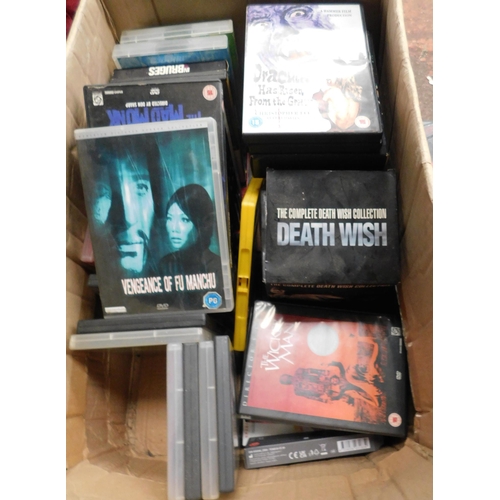 726 - Box of DVDs Hammer Horror, Carry On and adult films