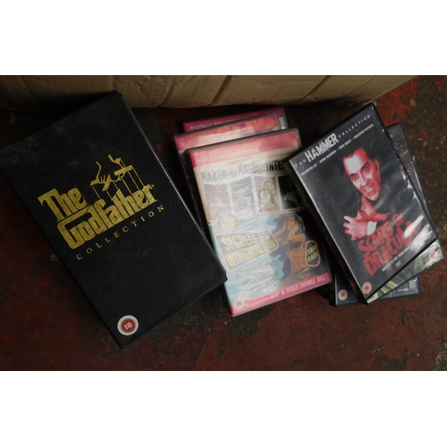 726 - Box of DVDs Hammer Horror, Carry On and adult films